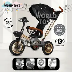 KIDS - Triciclo Guiador 3 En 1 «GOLDEN II NEW COLLECTION» USB Black