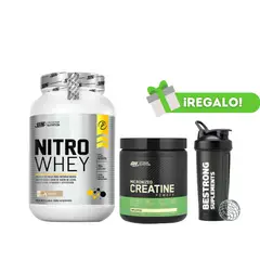 OPTIMUM NUTRITION - PACK PROTEÍNA NITRO WHEY 1KG VAINILLA + CREATINA MICRONIZADA 300G + SHAKER