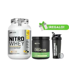 OPTIMUN NUTRITION - PACK PROTEÍNA NITRO WHEY 1KG COOKIES + CREATINA OPTIMUM NUTRITION MICRONIZADA 300G + SHAKER