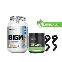 OPTIMUN NUTRITION - PACK PROTEÍNA BIGM 2KG VAINILLA + CREATINA OPTIMUM NUTRITION MICRONIZADA 300G + STRAPS