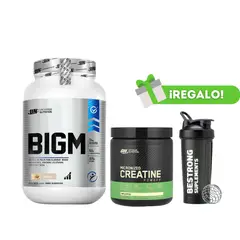 OPTIMUN NUTRITION - PACK PROTEÍNA BIGM 2KG COOKIES + CREATINA OPTIMUM NUTRITION MICRONIZADA 300G + SHAKER