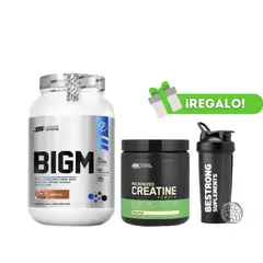 OPTIMUN NUTRITION - PACK PROTEÍNA BIGM 2KG CHOCOLATE + CREATINA OPTIMUM NUTRITION MICRONIZADA 300G + SHAKER
