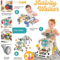 CAM - Andador caminador para bebe 3 en 1 PLOMO