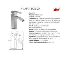 XM - MEZCLADORA MONOCOMANDO M8129