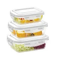 GENERICO - Taper De Vidrio Hermético Rectangular, Set De 3 Unidades