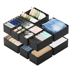 GENERICO - Organizadores De Cajón Plegables 12 Piezas - Gris Oscuro