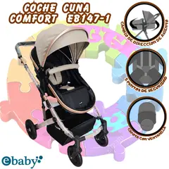 EBABY - COCHE CUNA MOISES DE LUJO COMFORT-BEIGE-NEW DESIGN
