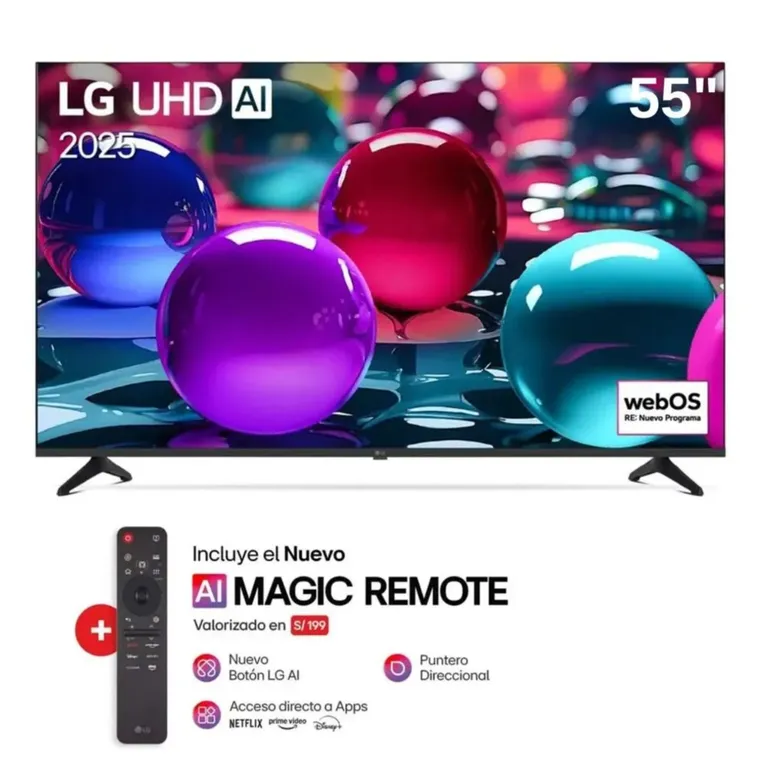 Televisor 55 UHD 4K Thinq AI 55UA7300PSB 2025 + Control Magic MR25GA