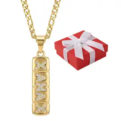 GENERICO - Collar Unisex Xanax Cristales Regalo Joya Acero Quirúrgico Dorado