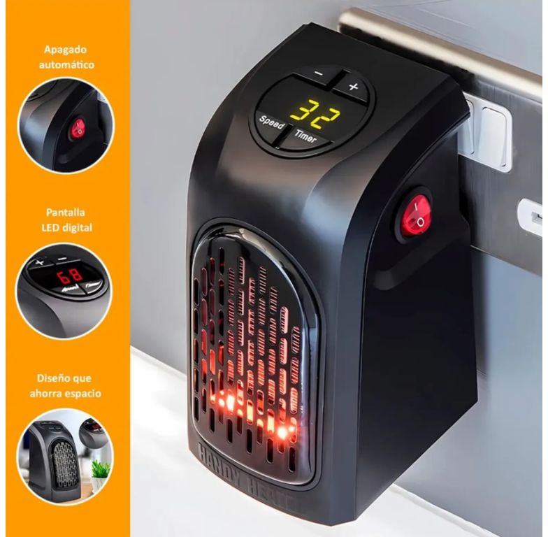 Calefactor Estufa Portátil 400W Control Remoto para Oficina Dormitorio
