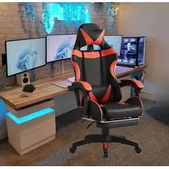GENERICO - SILLA GAMER OFICINA PRO ERGONÓMICA CON REPOSAPIÉS Y BASE NYLON