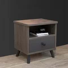 STARHOME - Velador Moderno Veliza Dos Cajones Marrón Y Plomo