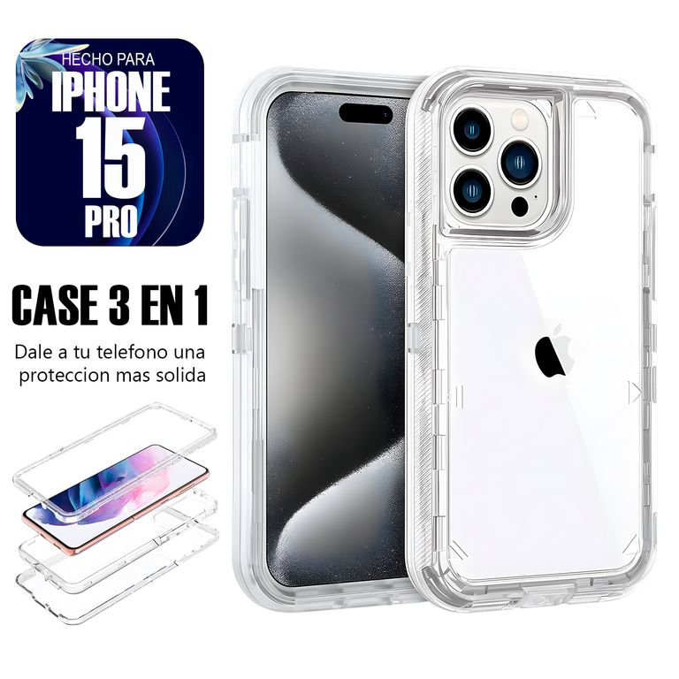 Case Triple es 3 en 1 Para Iphone 15 Pro