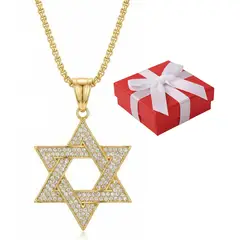 GENERICO - Collar Unisex Estrella De David Joya Acero Quirúrgico Dorado