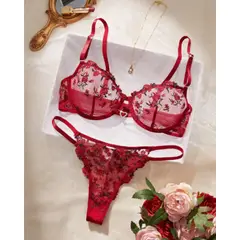 GENERICO - Set de Lencería rojo para mujer M - LISA