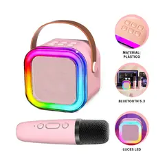 GENERICO - Pack4 Altavoz para Fiestas en Rosado Y+Banderitas Adhesivas