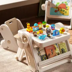 GENERICO - Escritorio multifuncional con pizarra acrilica infantil beige