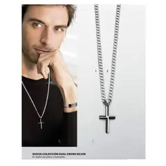 ESIKA - Collar Cadena Hope Cross Esperanza - Cruz Baño Plata Hombre 60cm