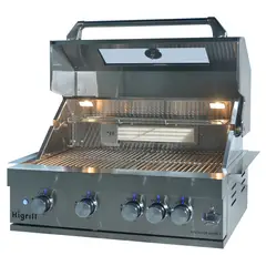 HIGRILL - Parrilla A Gas Y Carbón Empotrable 5 Quemadores Acero Inoxidable
