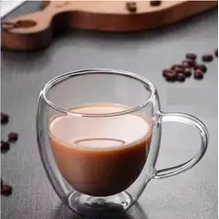 GENERICO - SET 4 TAZAS DE VIDRIO BOROSILICATO DOBLE FONDO 325ML