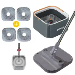 BOMIDI - Trapeador Giratorio Microfibra Set 4 Mopas M20 Gris