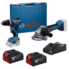 BOSCH - Amoladora GWS 18V-8 +Taladro Percutor GSB 18V-65 +kit de bateria