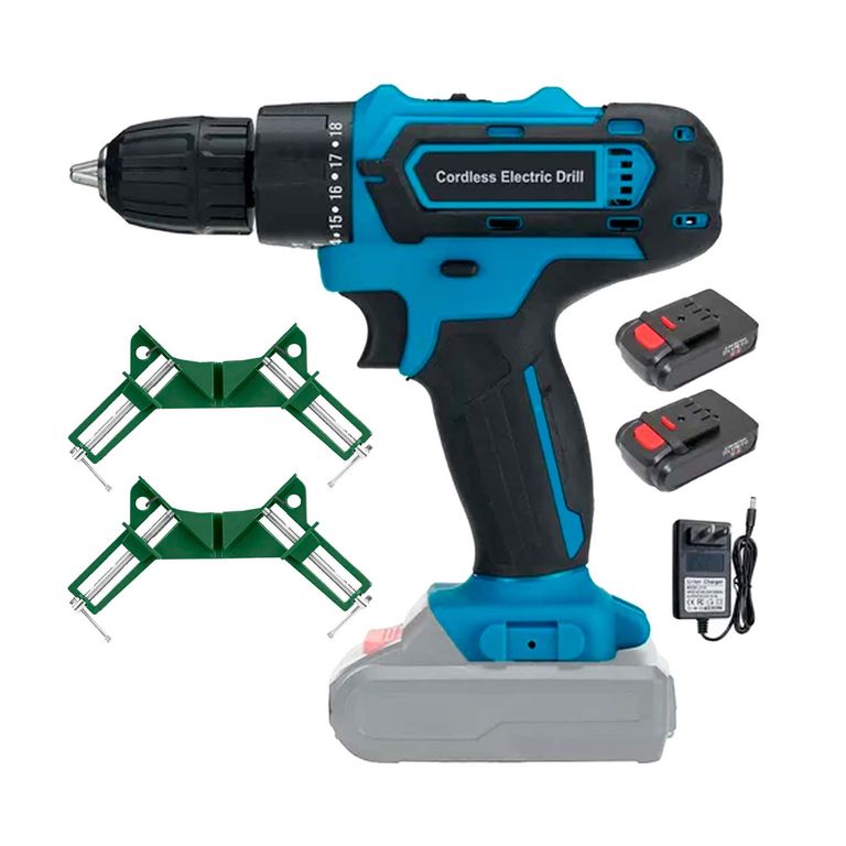 Taladro Atornillador Inalámbrico 21v + Prensa Esquinera 75mm