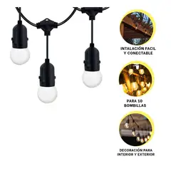 GENERICO - Pack2 Guirnalda de Luz Vintage en Neg Y+Banderitas Adhesivas