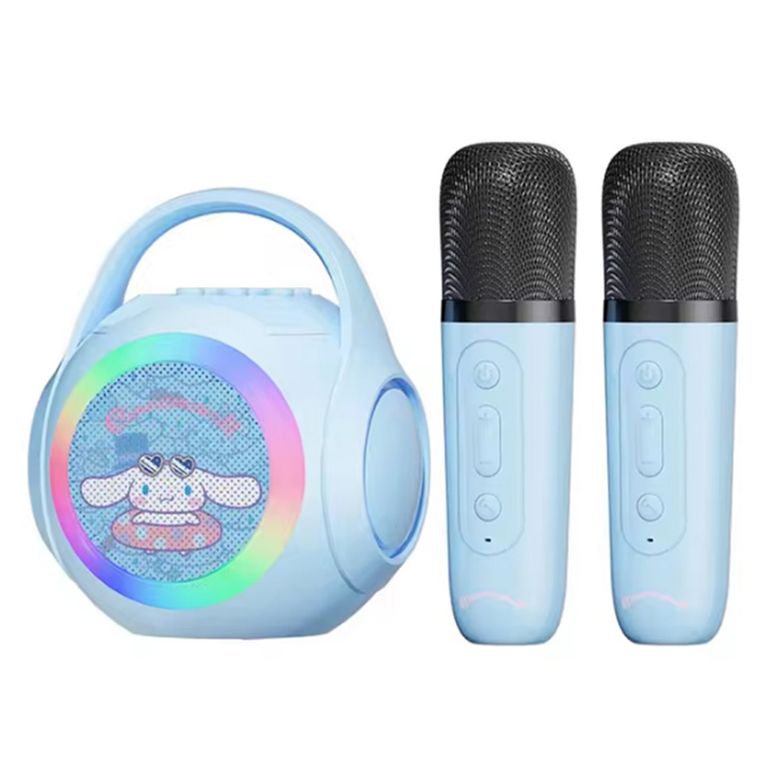 Kuromi 3 IN 1 LED charging BT karaoke speaker y 2 microphones-Azul