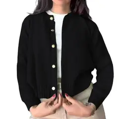 GENERICO - Chompa Mujer Hilo Botones Mlarga Melody 359G-24 Color Negro