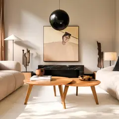 PAZART MUEBLES - SET MESAS DE CENTRO CLASSIC PATAS MADERA NATURE