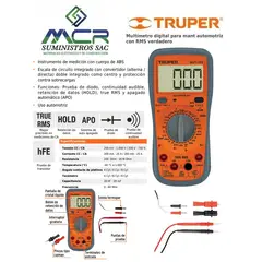 TRUPER - Multímetro digital para mant automotriz con RMS verdadero