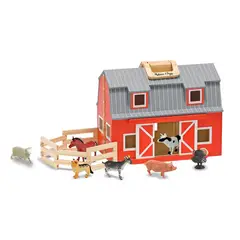 MELISSA & DOUG - Granja plegable portátil de madera con accesorios