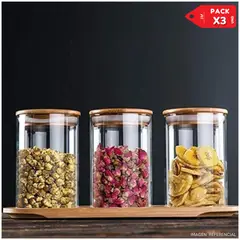 INSPIRA MARKET - Frascos de Almacenamiento Circular de Vidrio Set X3