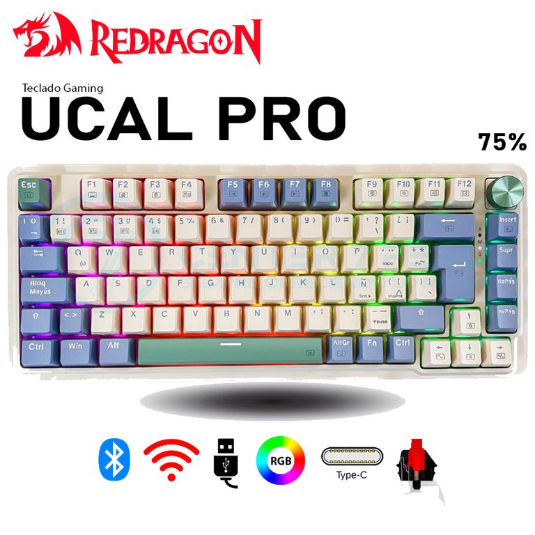Teclado UCALPRO-RGB Wireless Spanish K673CPG PASTEL