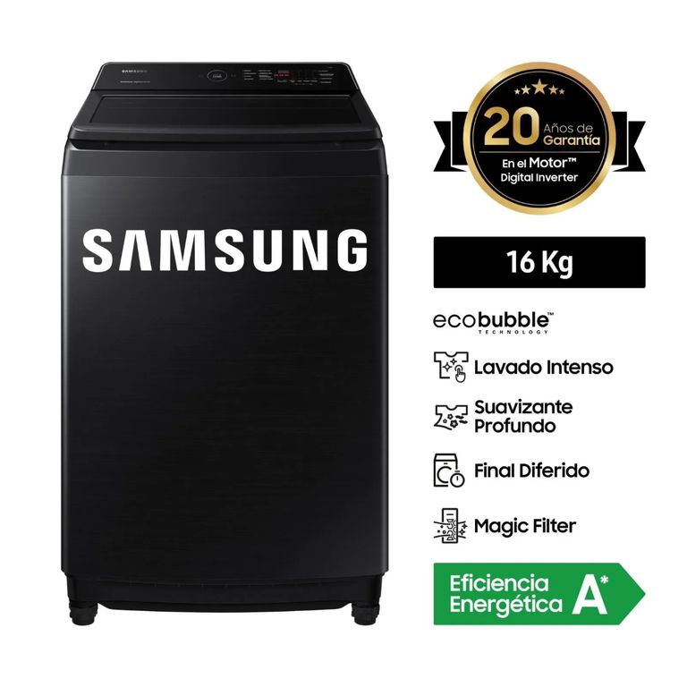 Lavadora 16KG WA16CG6441BV Negra Smart EcoBubble