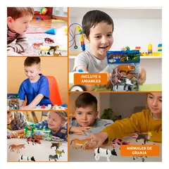 GENERICO - Pack4 Animales de Juguete Granja JU29374 Y+Stickers