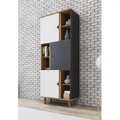 GENERICO - LIBRERO MARFIL - LA CASA DEL MUEBLERO - BLANCO NEGRO Y PLOMO