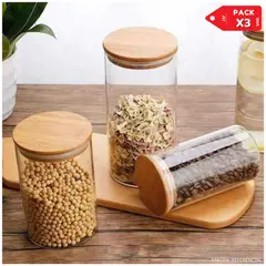 INSPIRA MARKET - Frascos de Almacenamiento Circular de Vidrio Set X3