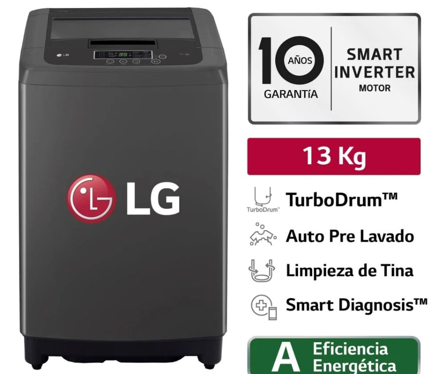 LAVADORA CARGA SUPERIOR 13 KG WT13BPBK TURBODRUM NEGRO CLARO