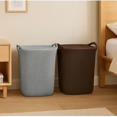 REYPLAST - Cestos De Ropa - Tacho de ropa 60L MARRÓN Y GRIS - Pack de 2 und