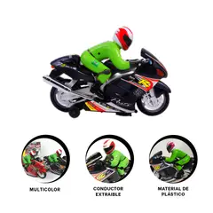 GENERICO - Pack2 Moto de Competencia en Negro Y+Banderitas Adhesivas