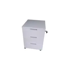 GENERICO - Cajonera De 3 Cajones Con Ruedas Y Chapa Blanco