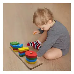 GENERICO - Pack4 Juego de Bloques 1 Año 4 Formas Y+Papel de Regalo