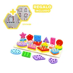 GENERICO - Pack12 Juego Infantil de Figuras 10 Formas Y+Regalo Stickers