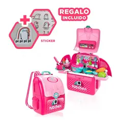 GENERICO - Mochila Infantil con Cocina Rosado Y+Regalo Stickers