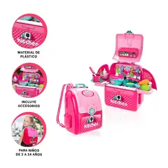 GENERICO - Pack2 Mochila Infantil con Cocina Rosado Y+Regalo Stickers