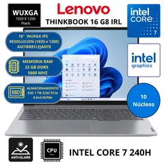 LENOVO - Laptop THINKBOOK 16 G8 IRL INTEL CORE 7 -RAM 32GB SSD 1 TB 16" WUXGA WINDOWS 11