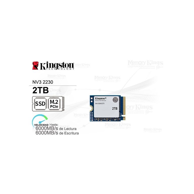Ssd M.2 Pcie Kingston Nv3 2Tb - Alta Velocidad Y Rendimiento Compacto 2230