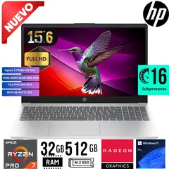 HP - LAPTOP 255 G10. RYZEN 7 7730U 15.6" FHD RAM 32GB SSD 512GB W11 PRO NP: B03E1LT